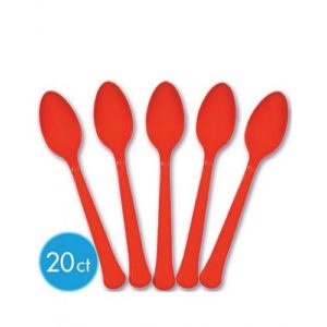 Red Plastic Dessert Spoons