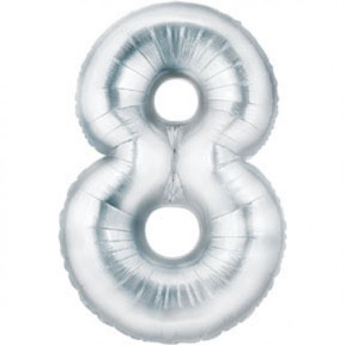32" Foil Balloon-Number 8-Silver
