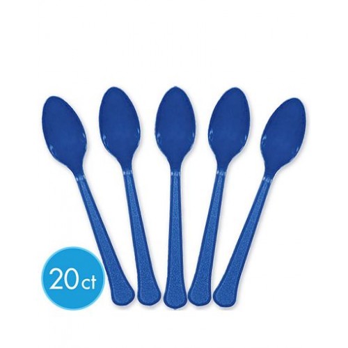 Blue Plastic Dessert Spoons