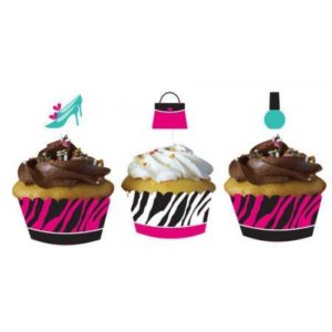 Pink Zebra Boutique Cupcake Wrapper and Picks