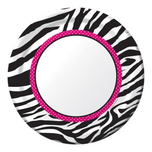 Pink Zebra Dinner Plates 9"