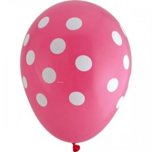 Pink with White Polka Dot Latex Balloon 12"