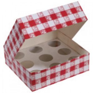 Red Gingham Cupcake Box