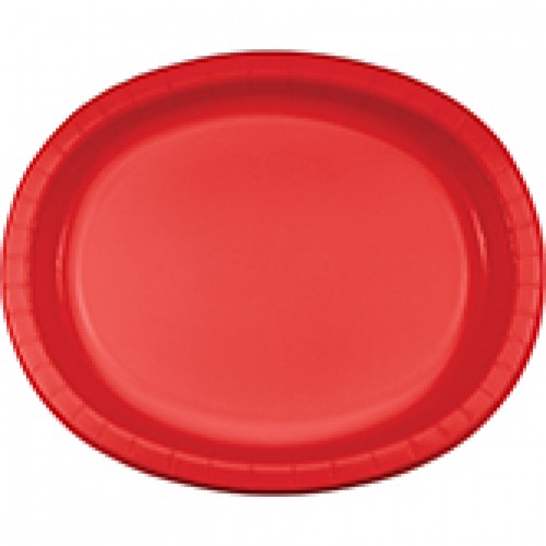 Red Oval Shaped Premium Paper Plate