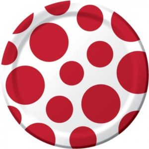Red Polka Dot Dessert Plate