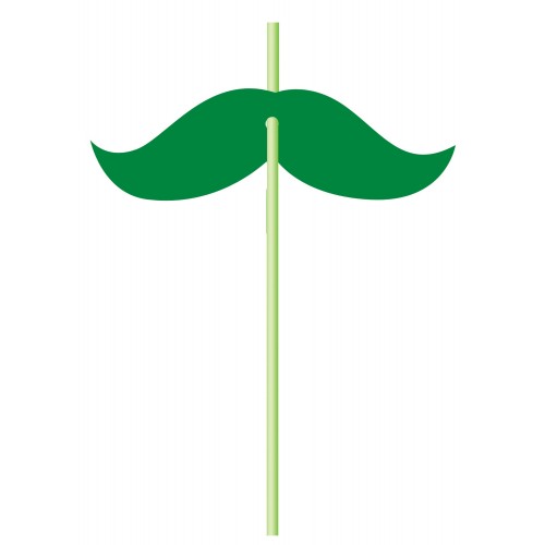 Straw with mustache green